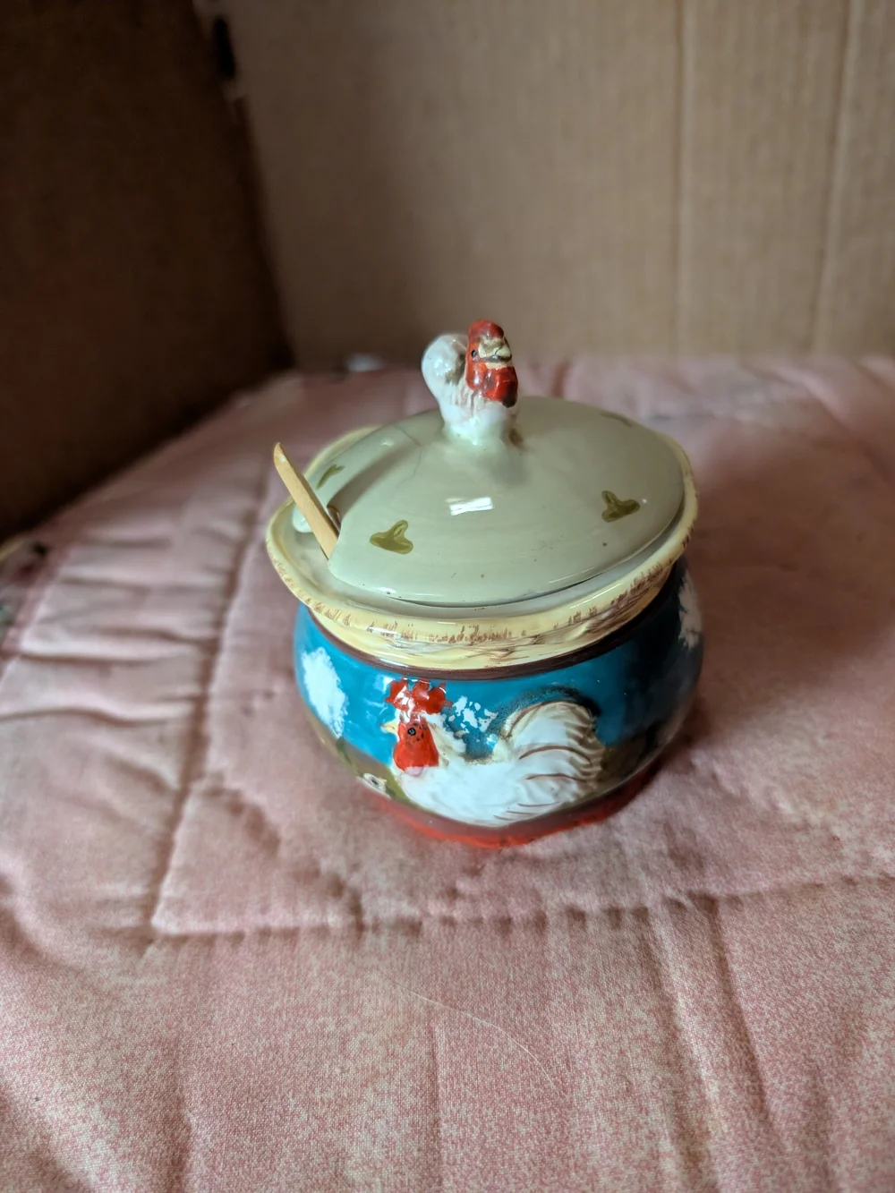 Hand-Painted Sugar Jar with Lid - Multicolor